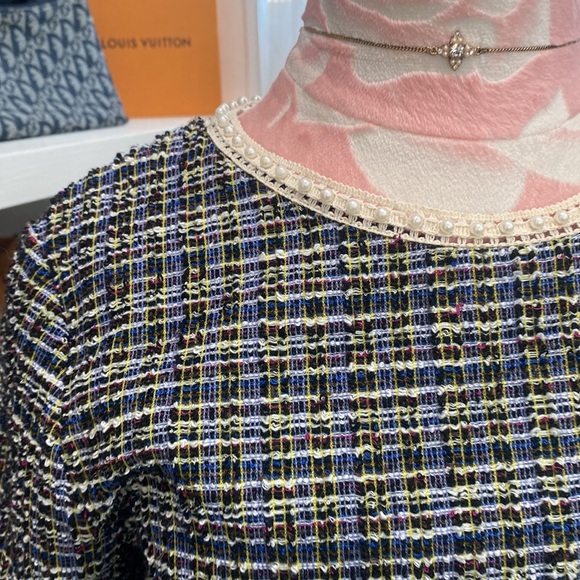 Zara Tweed Style Pearl Classy Top Size M - Picture 3 of 7